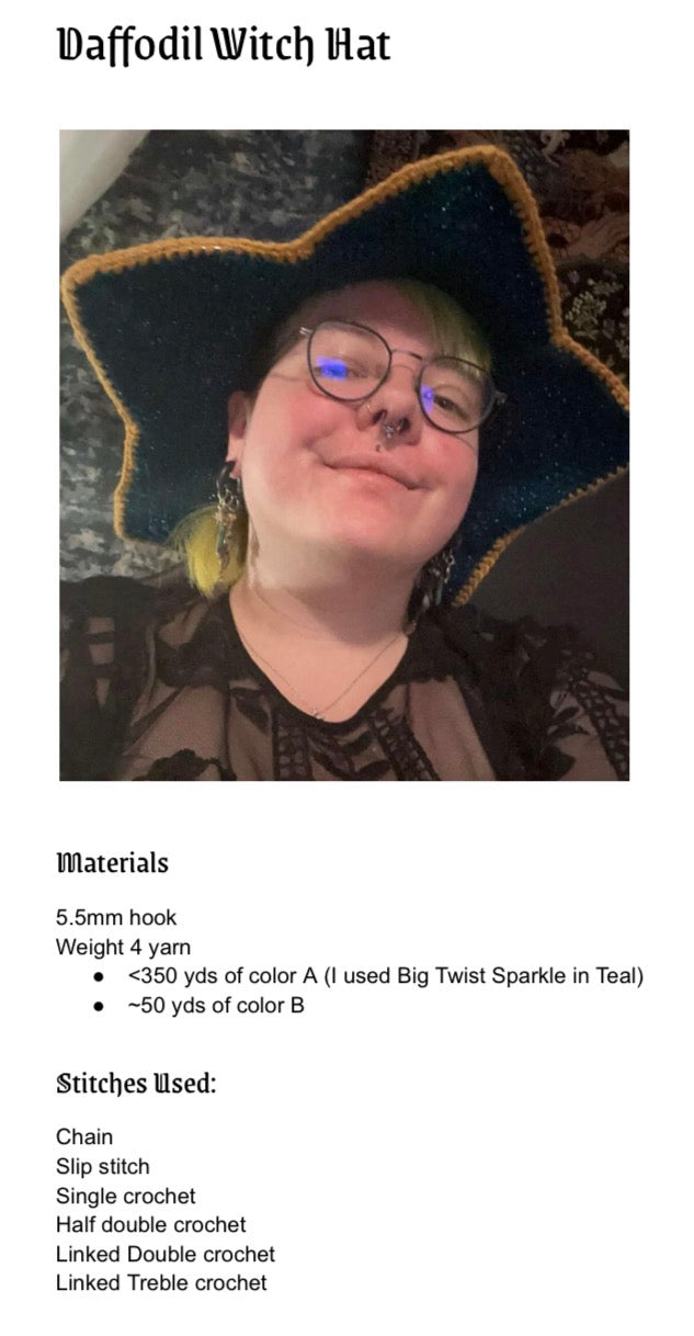 Daffodil Witch Hat crochet pattern