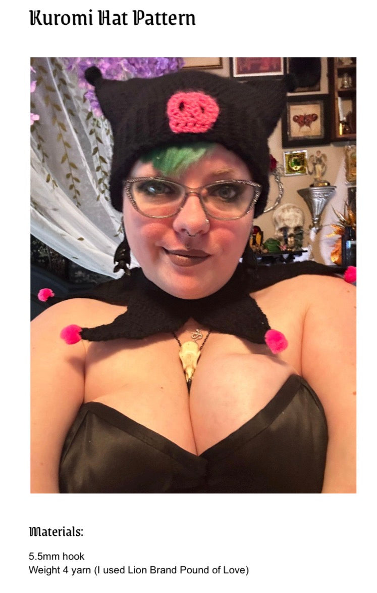 Kuromi Hat crochet pattern